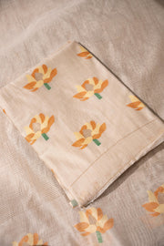 Simply Floral Beige & Mustard Cotton Unstitched Suit Set